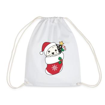 Dalmatian Christmas Snow Winter Animals Dogs - Drawstring Bag - white - Front