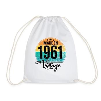 Vintage Made in 1961 Year of birth 1961 Birthday - Drawstring Bag - white - Front