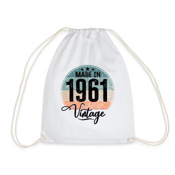 Vintage Made in 1961 Year of birth 1961 Birthday - Drawstring Bag - white - Front
