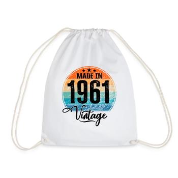 Vintage Made in 1961 Year of birth 1961 Birthday - Drawstring Bag - white - Front