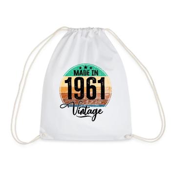 Vintage Made in 1961 Year of birth 1961 Birthday - Drawstring Bag - white - Front