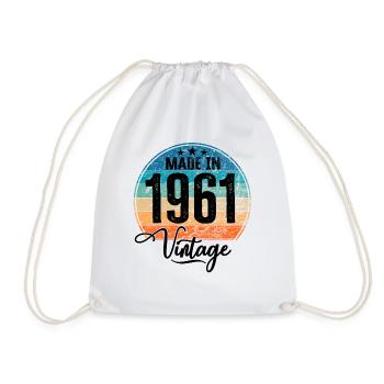 Vintage Made in 1961 Year of birth 1961 Birthday - Drawstring Bag - white - Front