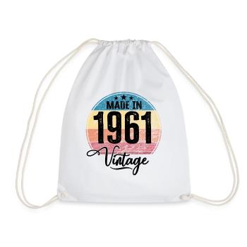 Vintage Made in 1961 Year of birth 1961 Birthday - Drawstring Bag - white - Front