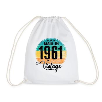Vintage Made in 1961 Year of birth 1961 Birthday - Drawstring Bag - white - Front