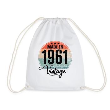 Vintage Made in 1961 Year of birth 1961 Birthday - Drawstring Bag - white - Front
