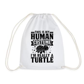 Cute Turtle - This Is My Human Costume I'm Really - Drawstring Bag - white - Front