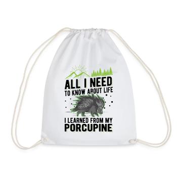 Porcupine Gift Porcupine - Drawstring Bag - white - Front