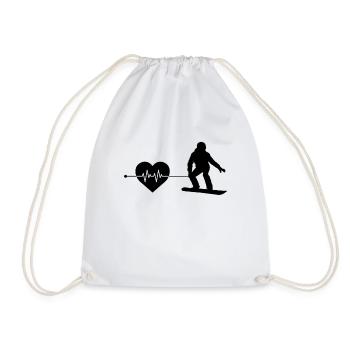 Snowboarding heartbeat - Drawstring Bag - white - Front