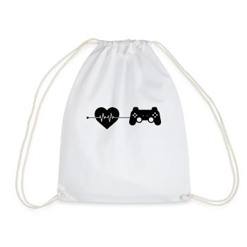gaming heartbeat - Drawstring Bag - white - Front