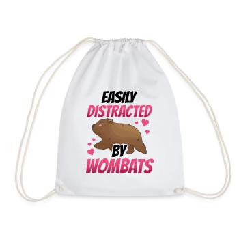 Wombat slightly distracted Australia marsupial - Drawstring Bag - white - Front