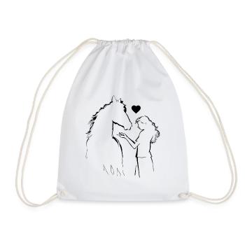 Life is better with horses heart loves the - Drawstring Bag - white - Front