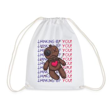 Funny Voodoo Doll I'm Thinking of You Witchcraft Gru - Drawstring Bag - white - Front