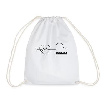 Piano Piano Heartbeat - Drawstring Bag - white - Front