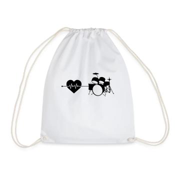 Drums Heartbeat - Drawstring Bag - white - Front