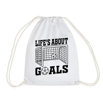 Life's About Goals Soccer Quotes - Soccer Player - Turnbeutel - Weiß - Vorne