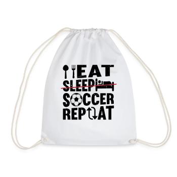 Eat Sleep Soccer Repeat - Funny Soccer Player - Drawstring Bag - white - Front