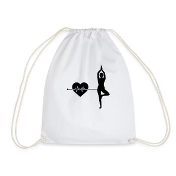 Yoga heartbeat - Drawstring Bag - white - Front