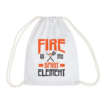 Cooking Grilling Fire Spirit Element Cook and - Drawstring Bag - white - Front