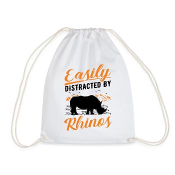 Easily distracted by Rhinos Rhino - Drawstring Bag - white - Front