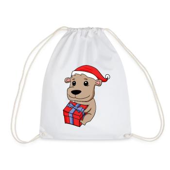 Bébé ours de Noël avec cadeau - Sac de sport léger - blanc - Devant