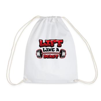 Lifting Like a Beast Weightlifting Bodybuilder - Drawstring Bag - white - Front