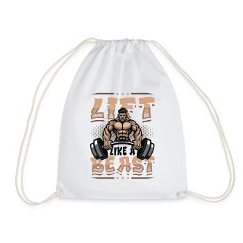 Lifting Like a Beast Weightlifting Bodybuilder - Drawstring Bag - white - Front