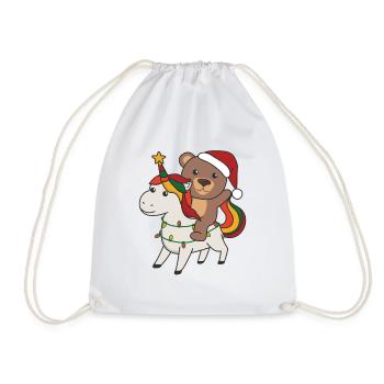 Licorne de Noël Ours Joyeux Noël Licorne - Sac de sport léger - blanc - Devant