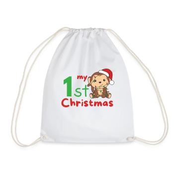 Monkey Christmas Monkeys my 1st Christmas - Drawstring Bag - white - Front