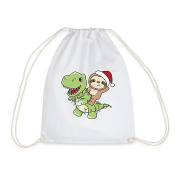 Faultier Trex Weihnachten Schnee Winter Tiere - Turnbeutel - Weiß - Vorne