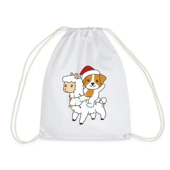 Jack Russell Lama Weihnachten Schnee Winter Tiere - Turnbeutel - Weiß - Vorne