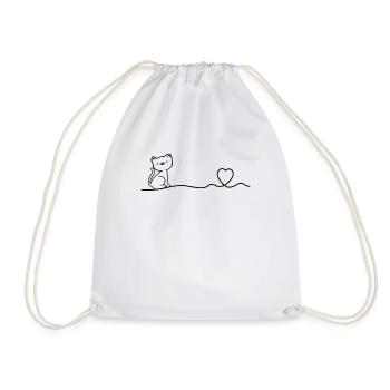 Cat Heartbeat Heart Cat Lover - Cute Cat - Turnbeutel - Weiß - Vorne