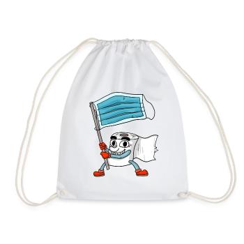 Klopapier Maske Fahne - Turnbeutel - Weiß - Vorne