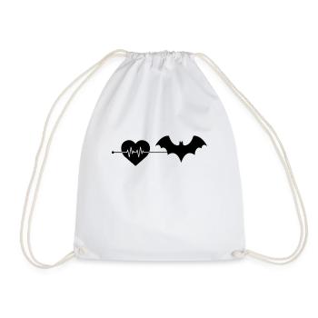 Bat heartbeat - Drawstring Bag - white - Front