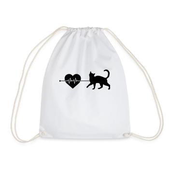 Katze Herzschlag - Turnbeutel - Weiß - Vorne