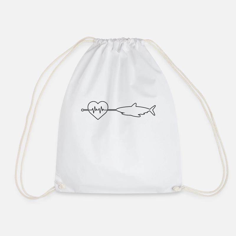Shark heartbeat - Drawstring Bag - white