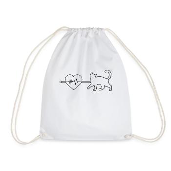 Katze Herzschlag - Turnbeutel - Weiß - Vorne