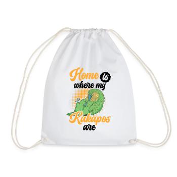 Kakapo is my home New Zealand parrot - Drawstring Bag - white - Front