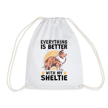 Everything is better with a Shetland Sheepdog - Drawstring Bag - white - Front