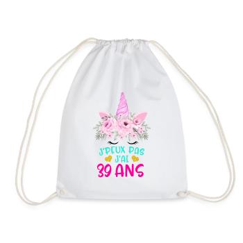 Enfant T Shirt 39 Ans Fille Anniversaire Cadeau - Drawstring Bag - white - Front