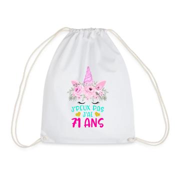 Enfant T Shirt 71 Ans Fille Anniversaire Cadeau - Drawstring Bag - white - Front