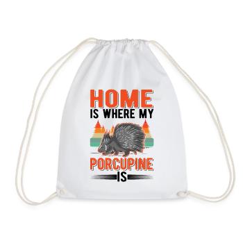 Home is where my porcupine is - Drawstring Bag - white - Front