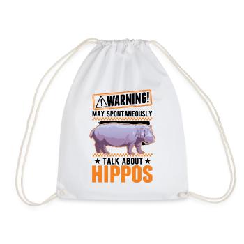 Warning Hippo Hippo Hippo Hippo - Drawstring Bag - white - Front