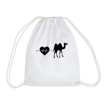 Dromedary camel heartbeat - Drawstring Bag - white - Front