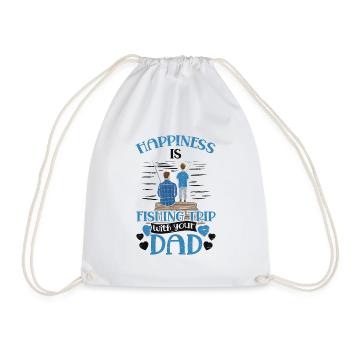 Happiness is fishing trip Fisher Fish Fisherman - Drawstring Bag - white - Front