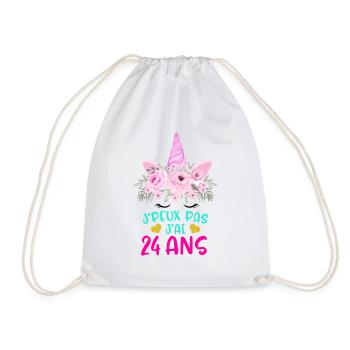Enfant T Shirt 24 Ans Fille Anniversaire Cadeau - Drawstring Bag - white - Front
