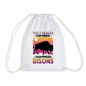 Buffalo Gift Bison Buffallo Water Buffalo - Drawstring Bag - white - Front