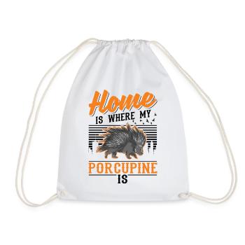 Home is where my porcupine is - Drawstring Bag - white - Front