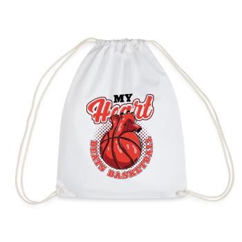 My heart beats basketball player, basketball fan - Drawstring Bag - white - Front