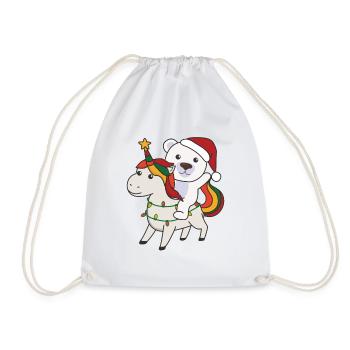 Weihnacht Einhorn Eisbär frohe Weihnachten Einhorn - Turnbeutel - Weiß - Vorne