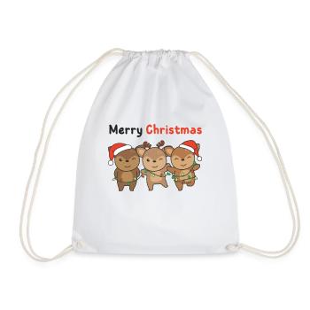 Cerf Noël Animaux Mignon Cerf Joyeux Noël - Sac de sport léger - blanc - Devant